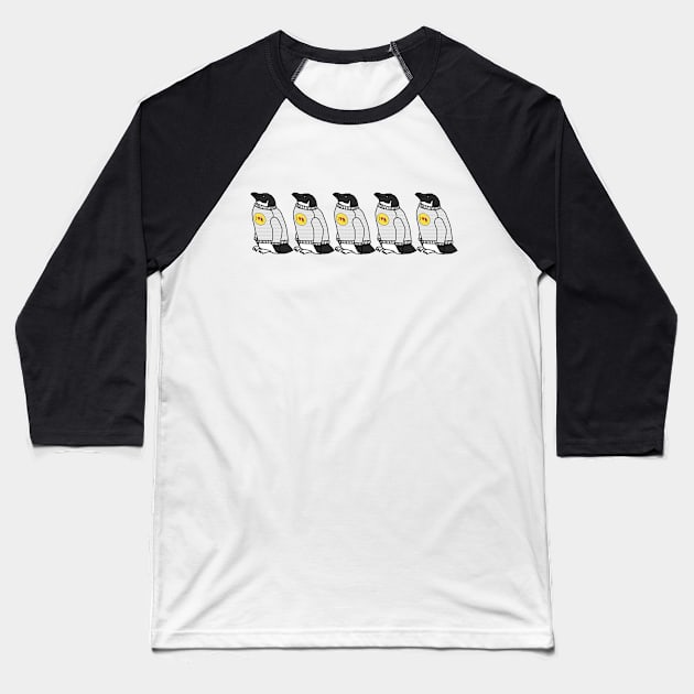 Animals in Clothes Five Sweater Penguins Baseball T-Shirt by ellenhenryart